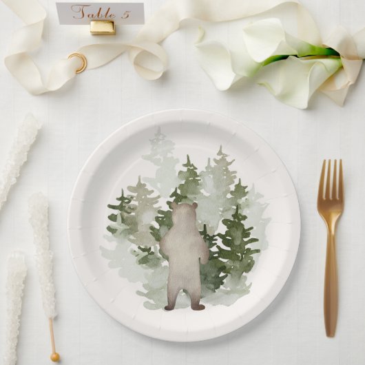 Woodland Adventure Gender Neutral Baby shower Papieren Bordje (Huwelijk)