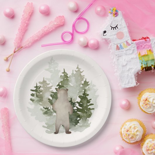 Woodland Adventure Gender Neutral Baby shower Papieren Bordje (Feest)