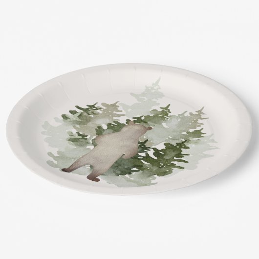 Woodland Adventure Gender Neutral Baby shower Papieren Bordje (Gekanteld)