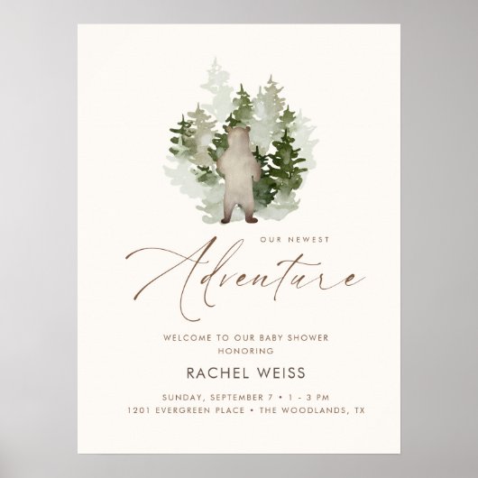 Woodland Adventure Gender Neutral Welcome Sign Poster (Voorkant)