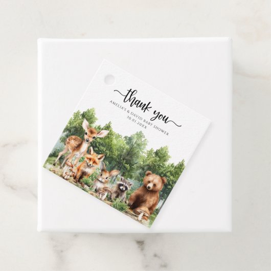 Woodland Adventure Green Forest Dank u wel Bedankjes Labels (In situ)