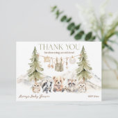 Woodland Adventure Oh Boy Baby Shower Bedankkaart (Staand voorkant)