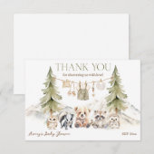 Woodland Adventure Oh Boy Baby Shower Bedankkaart (Voorkant / Achterkant)