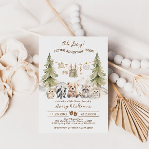 Woodland Adventure Oh Boy Baby shower Uitnodiging