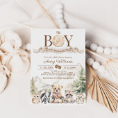 Woodland Adventure Oh Boy Baby shower Uitnodiging