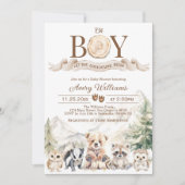 Woodland Adventure Oh Boy Baby shower Uitnodiging (Voorkant)