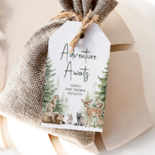 Woodland Adventure wacht op Baby shower dank u Cadeaulabel