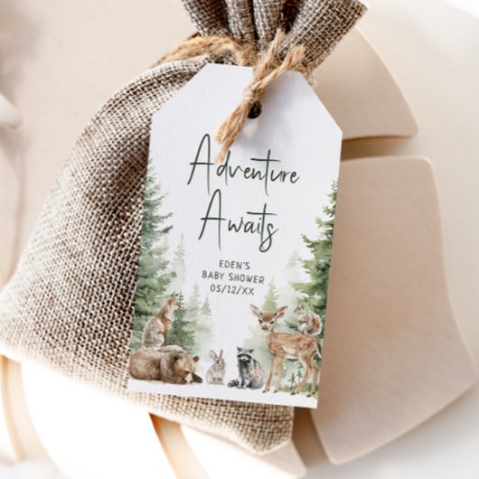 Woodland Adventure wacht op Baby shower dank u Cadeaulabel
