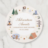 Woodland Adventure wacht op Camping Baby shower Bedankjes Labels (Achterkant)