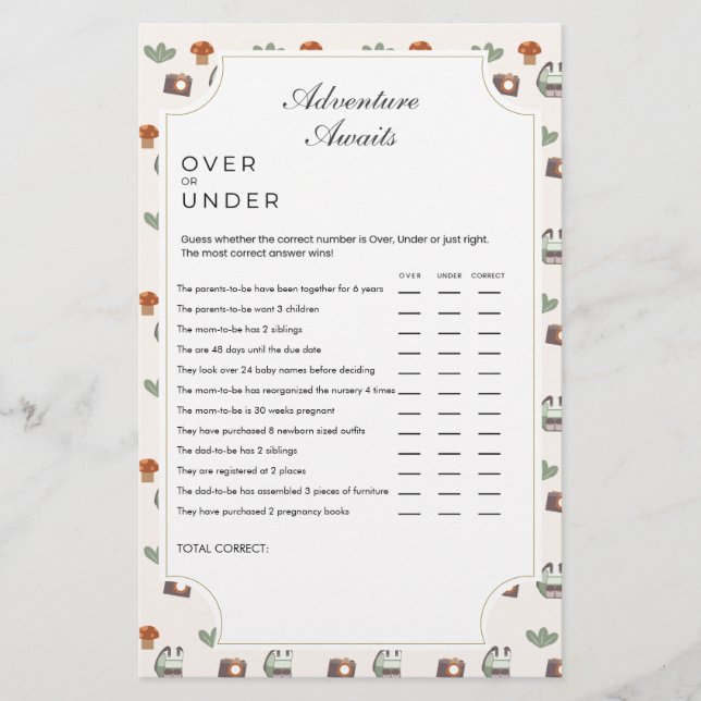 Woodland Adventure wacht op Camping Baby shower Ga (Voorkant)