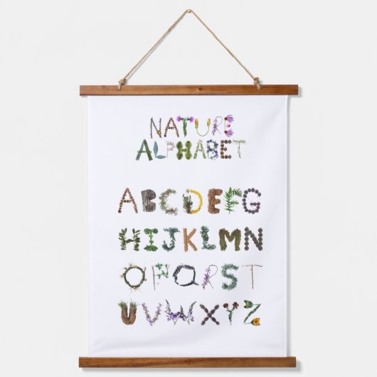 Woodland Alphabet ABC Nursery Decor | Natuur gebas Hangend Wandkleed (Voorkant)