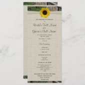 Woodland and Sunflower huwelijksprogramma Programmakaart (Voorkant / Achterkant)