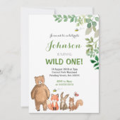 Woodland Animal 1st Birthday Invitation Boy. Kaart (Voorkant)