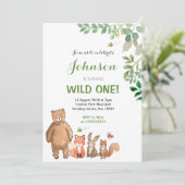 Woodland Animal 1st Birthday Invitation Boy. Kaart (Staand voorkant)