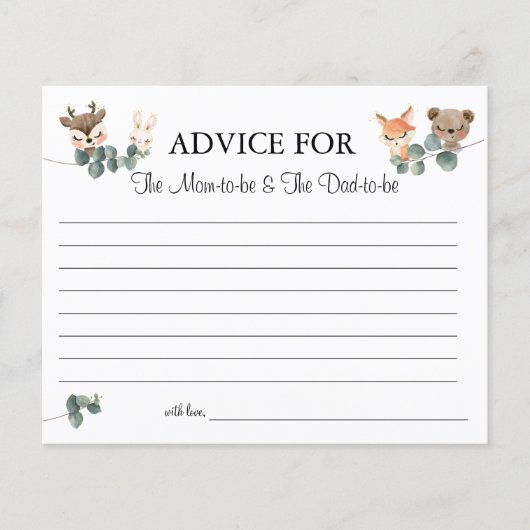 Woodland Animal Advice voor de douche van mama- en Flyer (Voorkant)