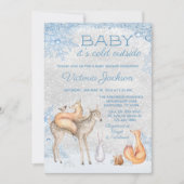 Woodland Animal Baby is koud buiten Baby shower Kaart (Voorkant)