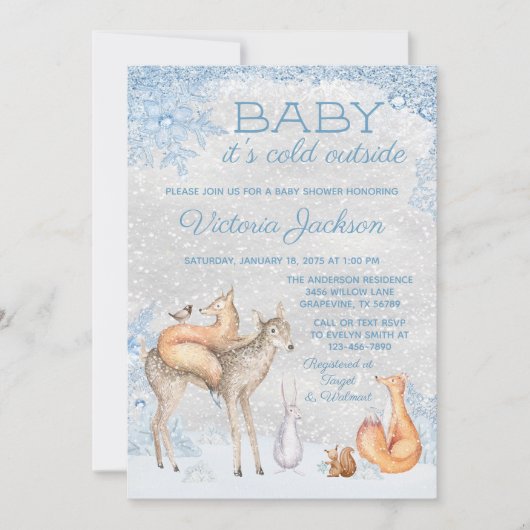 Woodland Animal Baby is koud buiten Baby shower Kaart (Voorkant)