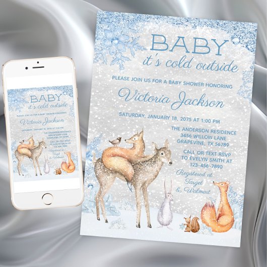 Woodland Animal Baby is koud buiten Baby shower Kaart