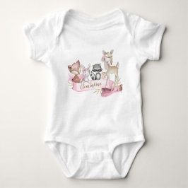 Woodland Animal Baby Meisje Gepersonaliseerd Romper