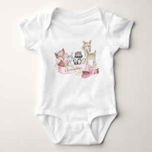 Woodland Animal Baby Meisje Gepersonaliseerd Romper
