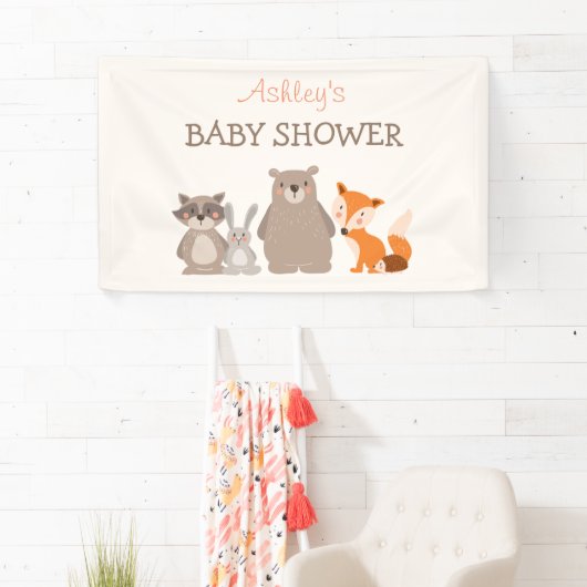 Woodland Animal Baby shower banner Bos Schattige (Insitu)