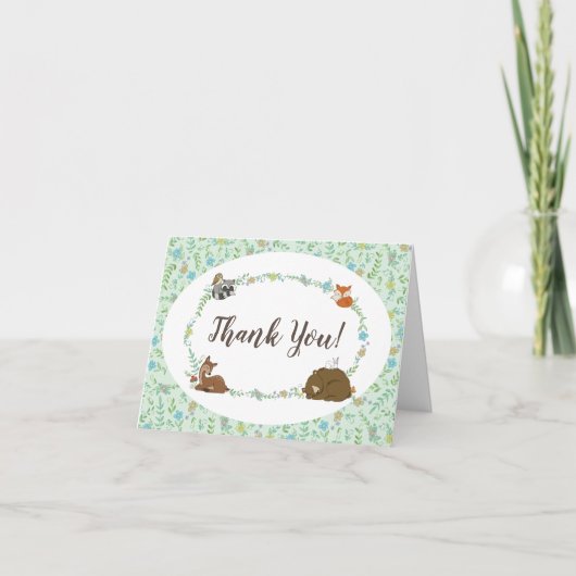 Woodland Animal Baby shower Bedankkaart (Voorkant)