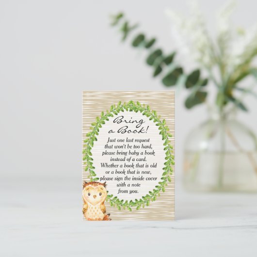 Woodland Animal Baby shower Boek Aanvraag Kaart (Staand voorkant)