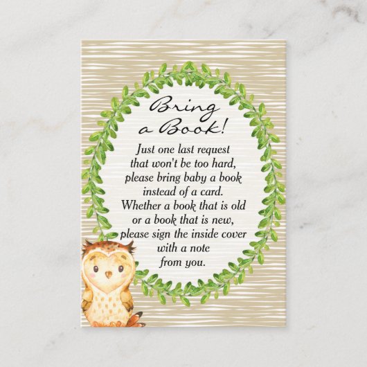 Woodland Animal Baby shower Boek Aanvraag Kaart (Voorkant)