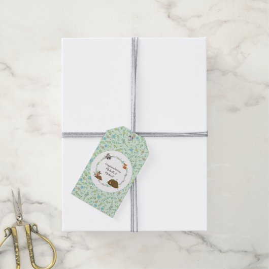 Woodland Animal Baby shower Cadeaulabel (Met Touw)