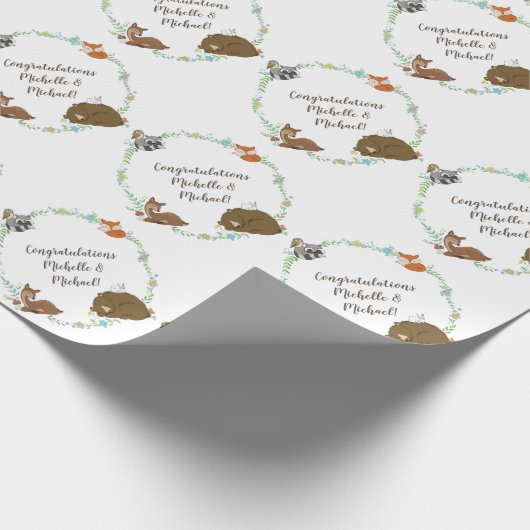 Woodland Animal Baby shower Cadeaupapier (Hoek)