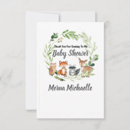 woodland animal baby shower invitation bedankkaart