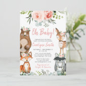 Woodland Animal Baby shower Invitation Greenery Kaart (Staand voorkant)