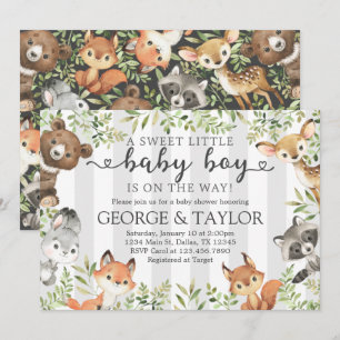 Woodland Animal Baby shower Invitation Invite Kaart