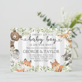 Woodland Animal Baby shower Invitation Invite Kaart (Staand voorkant)