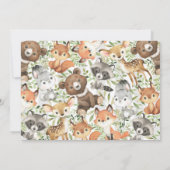 Woodland Animal Baby shower Invitation Invite Kaart (Achterkant)