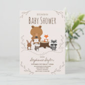 Woodland Animal Baby shower Invitation Kaart (Staand voorkant)