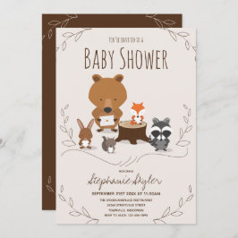 Woodland Animal Baby shower Invitation Kaart
