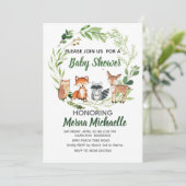 woodland animal  baby shower invitation kaart (Staand voorkant)