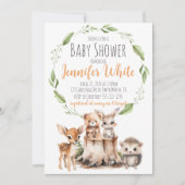 Woodland Animal Baby shower Invitation Kaart (Voorkant)