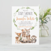 Woodland Animal Baby shower Invitation Kaart (Staand voorkant)