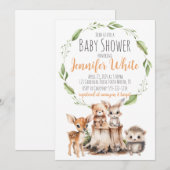Woodland Animal Baby shower Invitation Kaart (Voorkant / Achterkant)