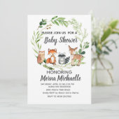 woodland animal baby shower invitation kaart (Staand voorkant)