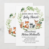 woodland animal baby shower invitation kaart (Voorkant / Achterkant)