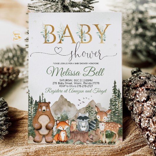 Woodland animal Baby Shower Kaart