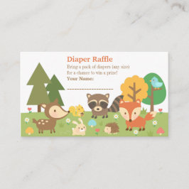 Woodland Animal Baby shower Luier Raffle Tickets Informatiekaartje