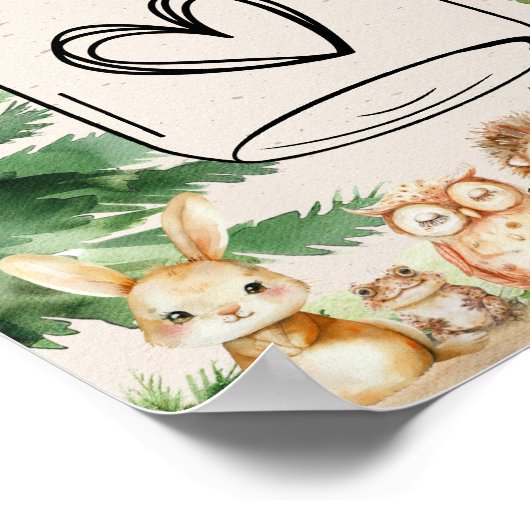 Woodland Animal Baby shower Ouderschap Tip Jar Sig Poster (Hoek)