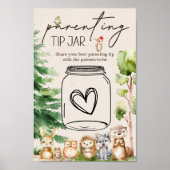 Woodland Animal Baby shower Ouderschap Tip Jar Sig Poster (Voorkant)