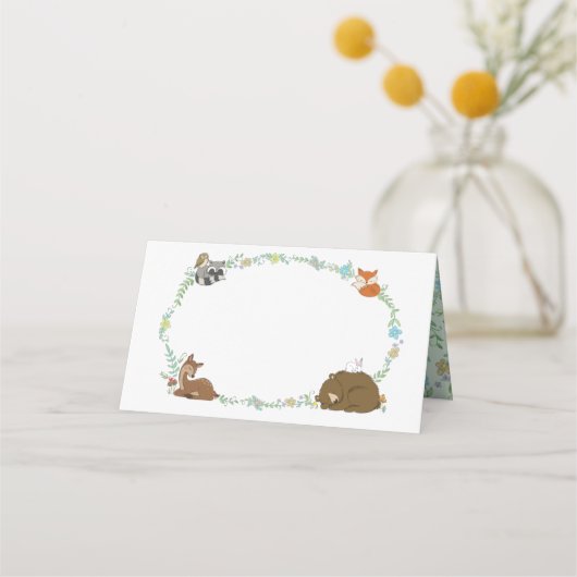 Woodland Animal Baby shower Plaatskaartje (Voorkant)