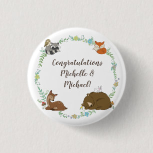 Woodland Animal Baby shower Ronde Button 3,2 Cm