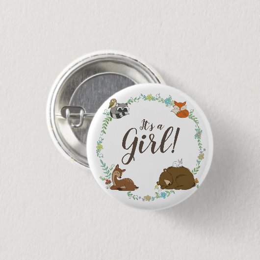 Woodland Animal Baby shower Ronde Button 3,2 Cm (Voorkant /achterkant)